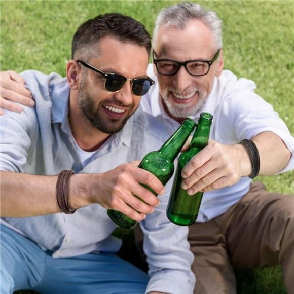 Mens Leather Bracelet with Clasp Cowhide Multi-Layer Braided Leather Bracelets - Picture 3 of 6